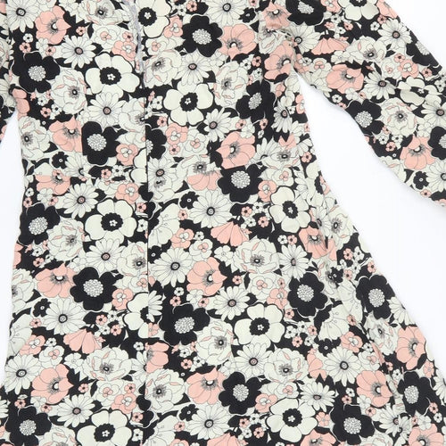 Papaya Womens Multicoloured Floral Polyester Fit & Flare Size 14 Round Neck Zip