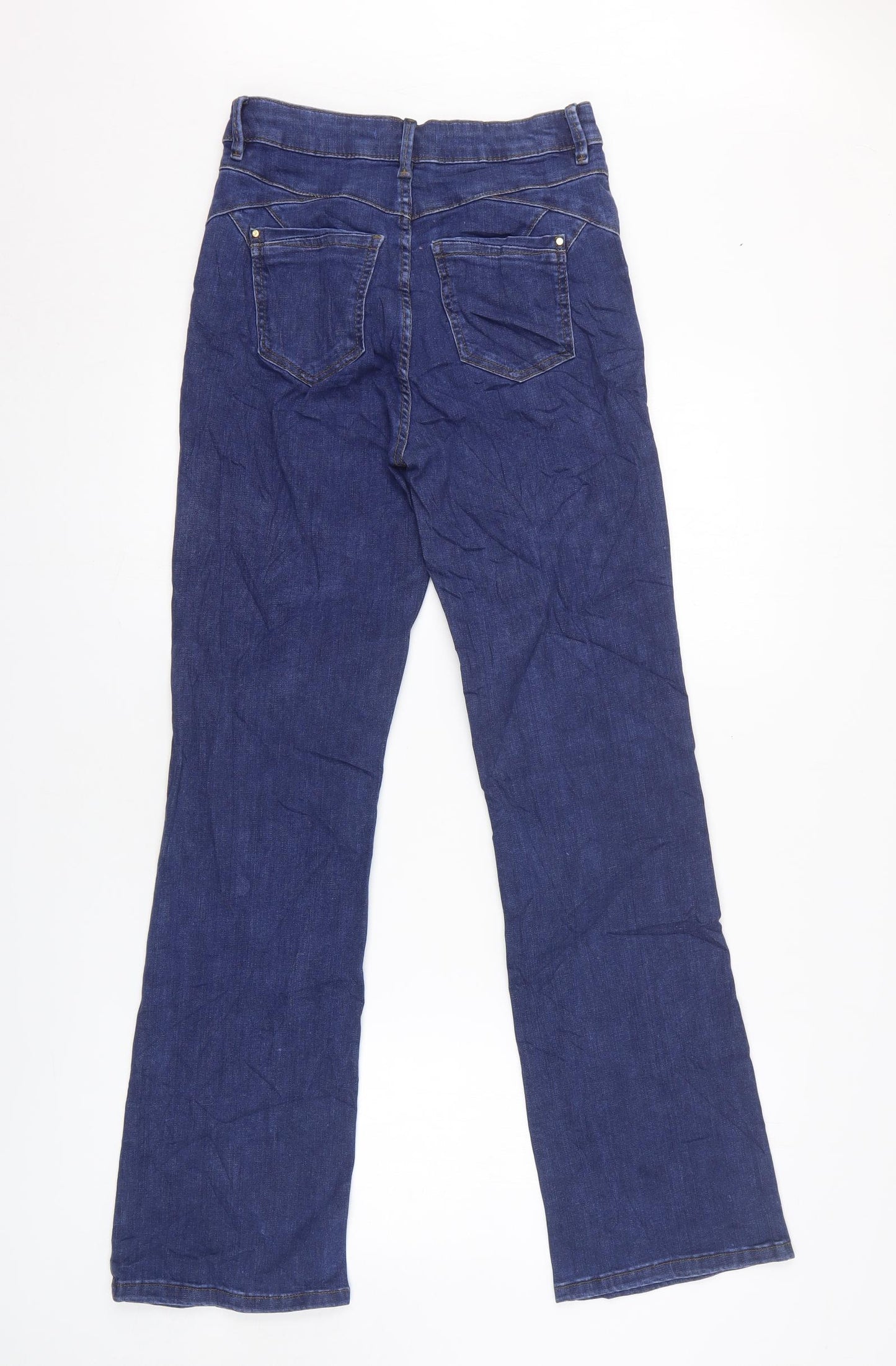 Marks and Spencer Womens Blue 100% Cotton Bootcut Jeans Size 8 L30 in Slim Zip