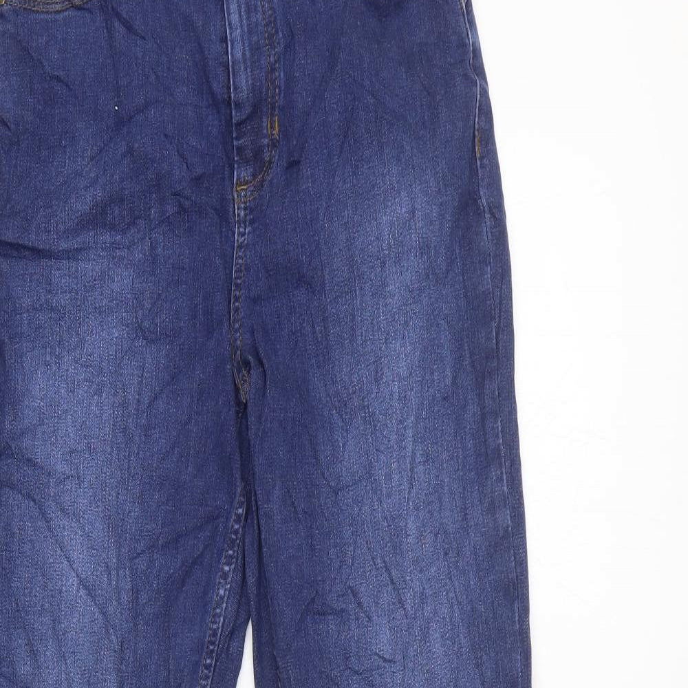 Marks and Spencer Womens Blue 100% Cotton Bootcut Jeans Size 8 L30 in Slim Zip