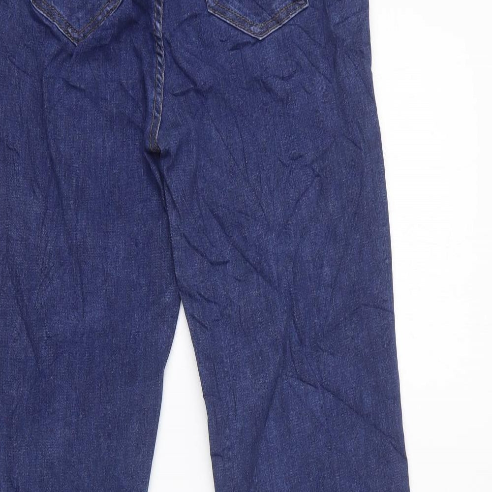 Marks and Spencer Womens Blue 100% Cotton Bootcut Jeans Size 8 L30 in Slim Zip