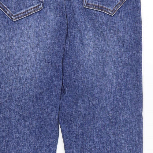 Marks and Spencer Womens Blue Cotton Straight Jeans Size 12 L24 in Regular Zip