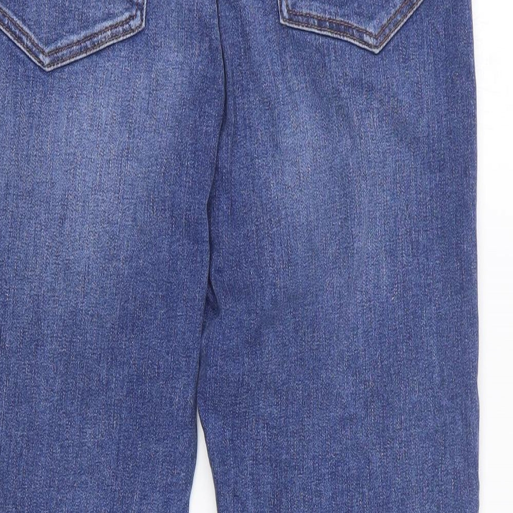 Marks and Spencer Womens Blue Cotton Straight Jeans Size 12 L24 in Regular Zip