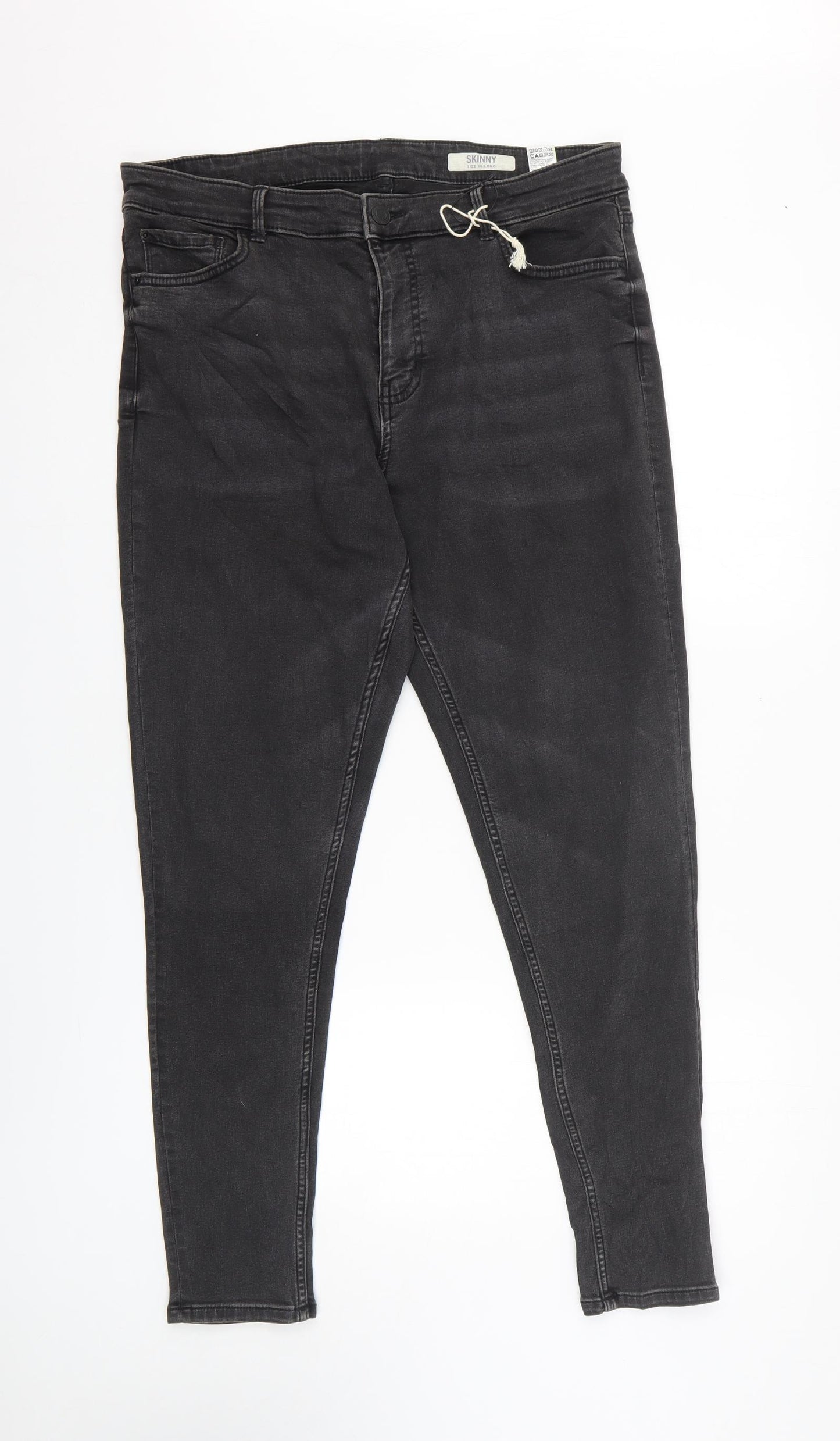 Marks and Spencer Womens Black Cotton Skinny Jeans Size 16 L28 in Slim Zip