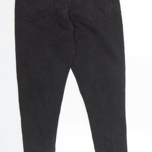 Marks and Spencer Womens Black Cotton Skinny Jeans Size 16 L28 in Slim Zip