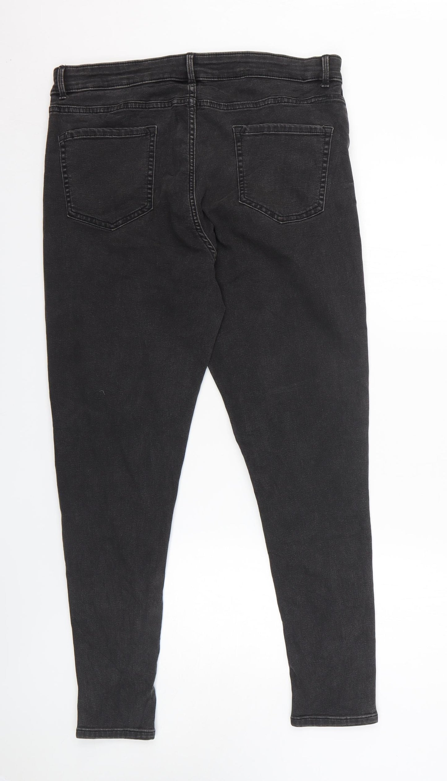 Marks and Spencer Womens Black Cotton Skinny Jeans Size 16 L28 in Slim Zip
