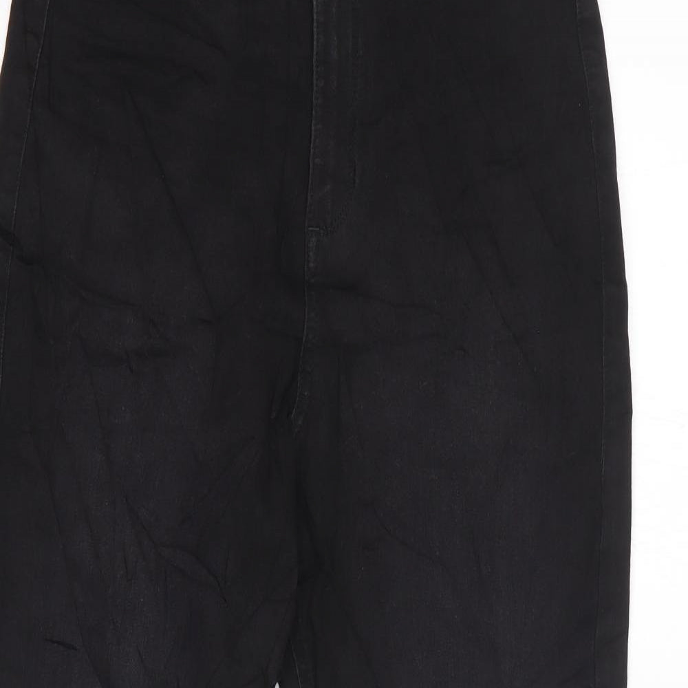 Marks and Spencer Womens Black Cotton Skinny Jeans Size 14 L28 in Extra-Slim Zip
