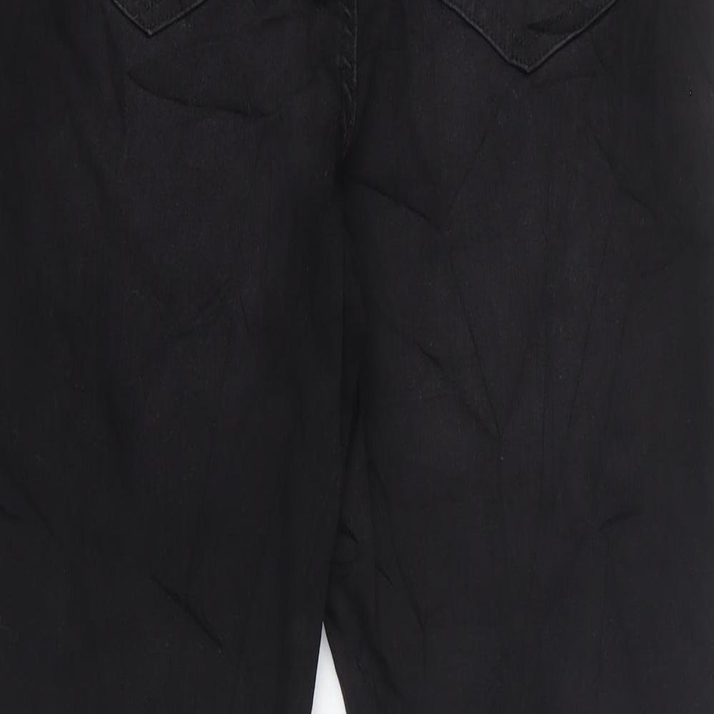 Marks and Spencer Womens Black Cotton Skinny Jeans Size 14 L28 in Extra-Slim Zip