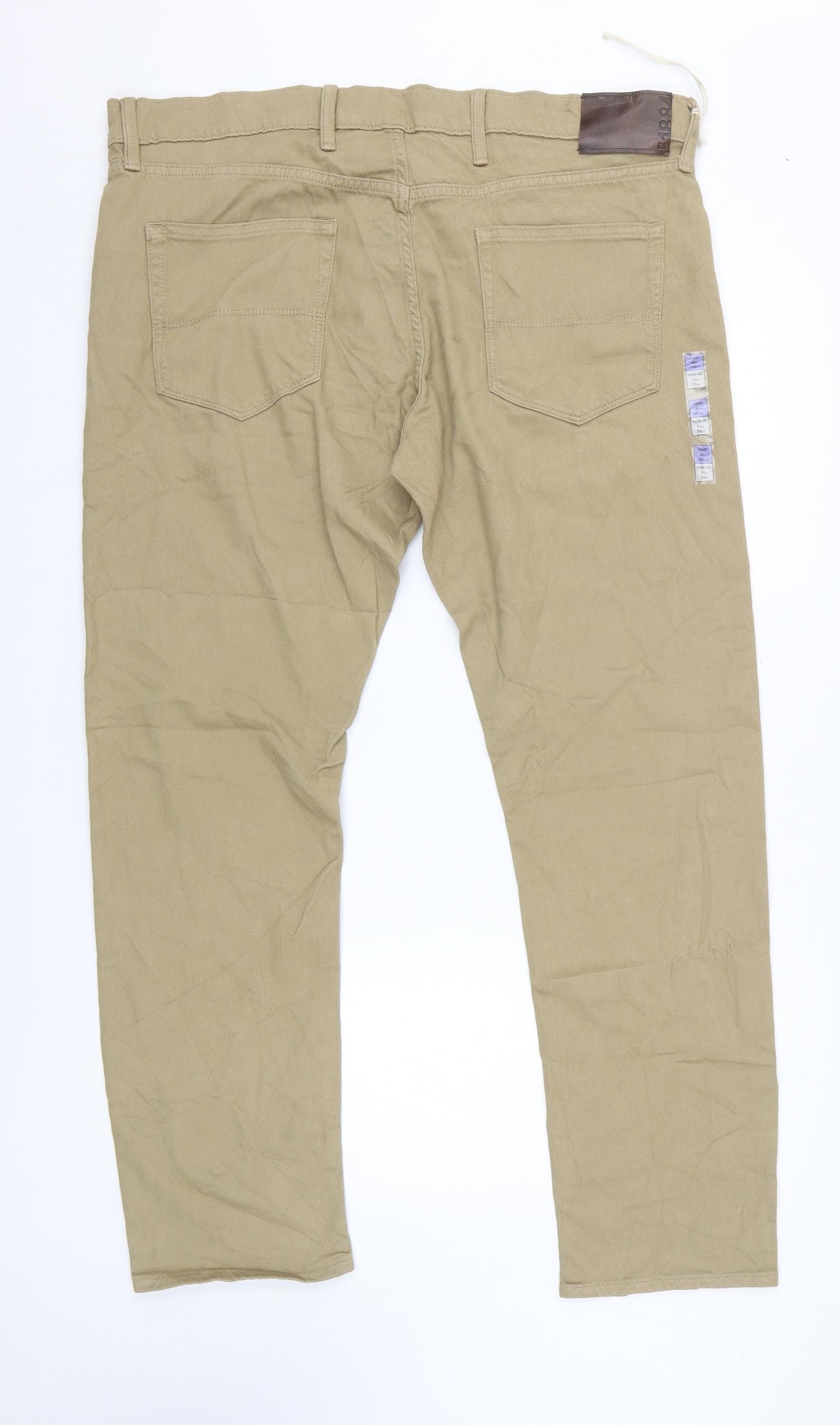 Marks and Spencer Mens Beige Cotton Skinny Jeans Size 40 in L31 in Slim Zip