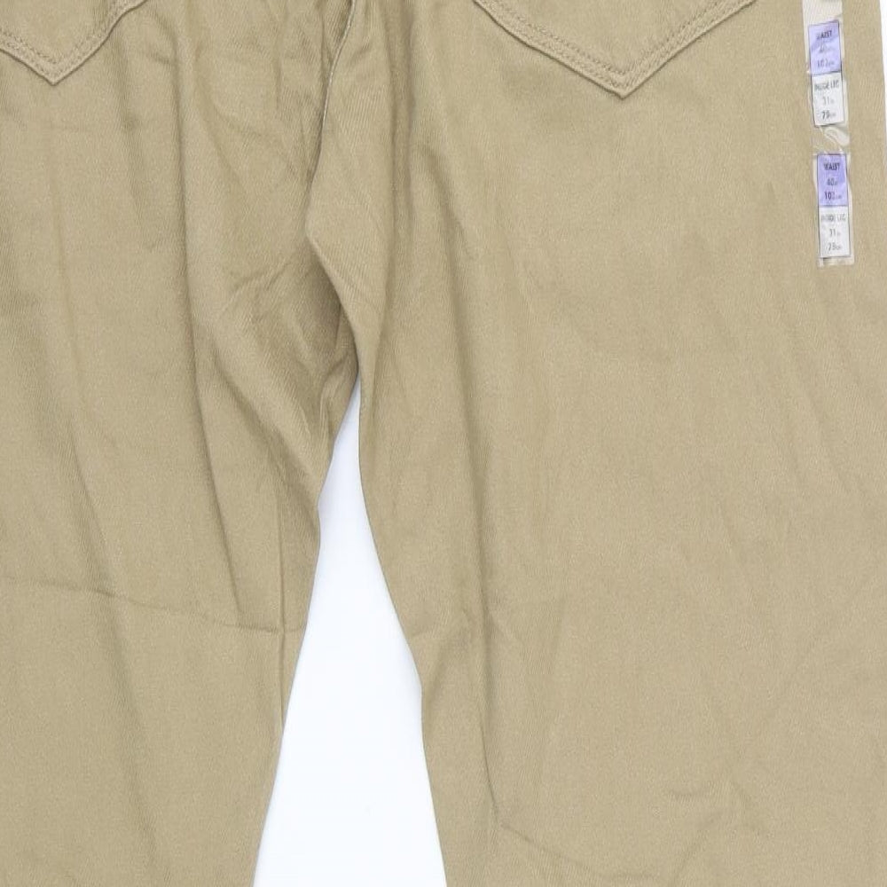 Marks and Spencer Mens Beige Cotton Skinny Jeans Size 40 in L31 in Slim Zip