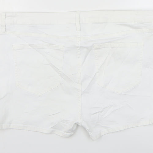 Marks and Spencer Womens White Cotton Mom Shorts Size 20 L3 in Regular Zip