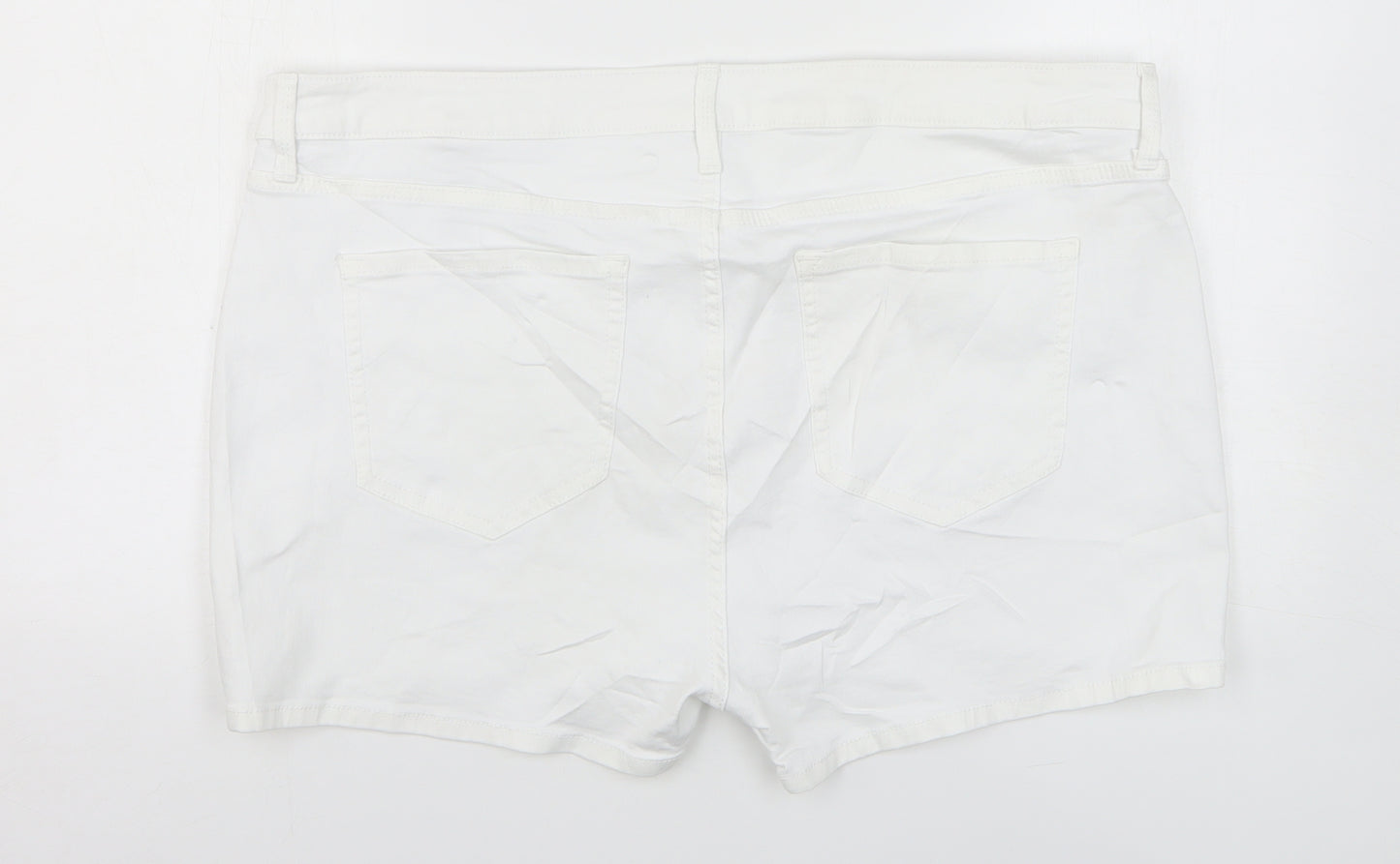 Marks and Spencer Womens White Cotton Mom Shorts Size 20 L3 in Regular Zip