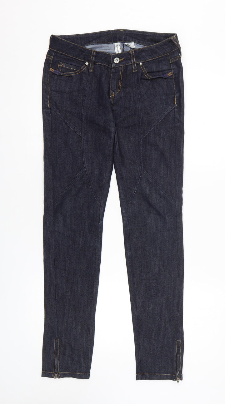 MNG Jeans Womens Black 100% Cotton Skinny Jeans Size 10 L29 in Slim Zip - Zipped Legs