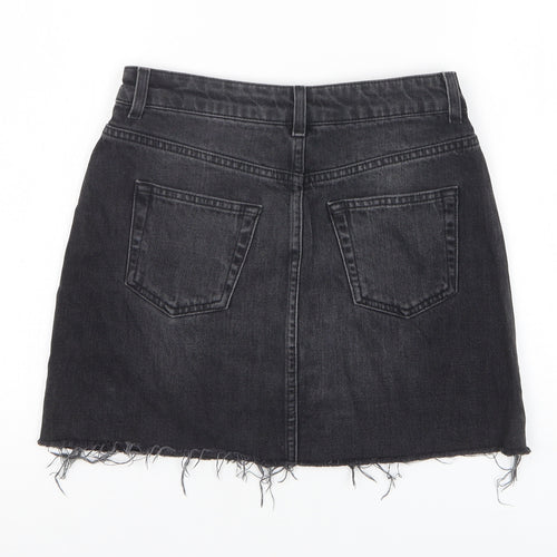 Topshop Womens Black Cotton Mini Skirt Size 8 Zip