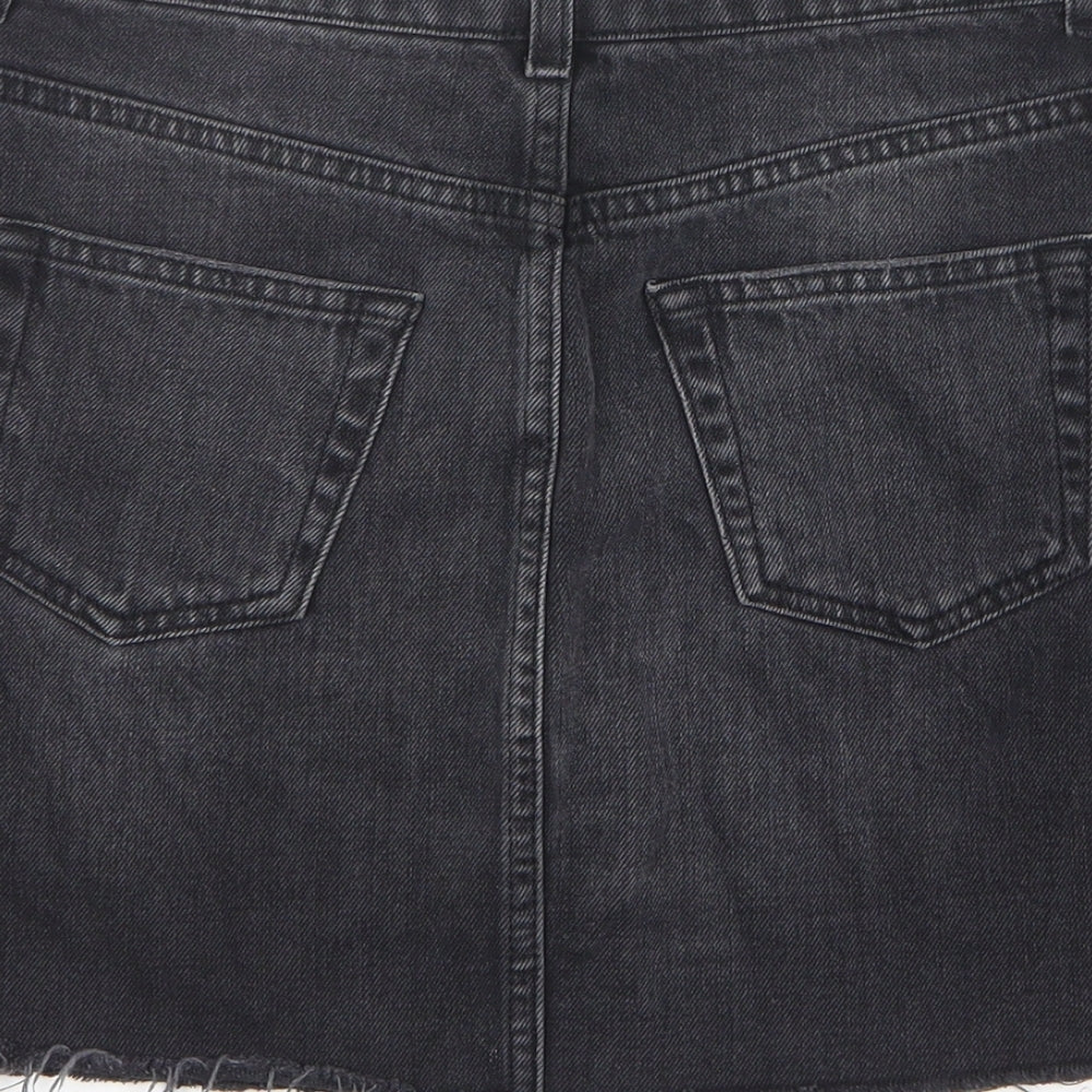 Topshop Womens Black Cotton Mini Skirt Size 8 Zip