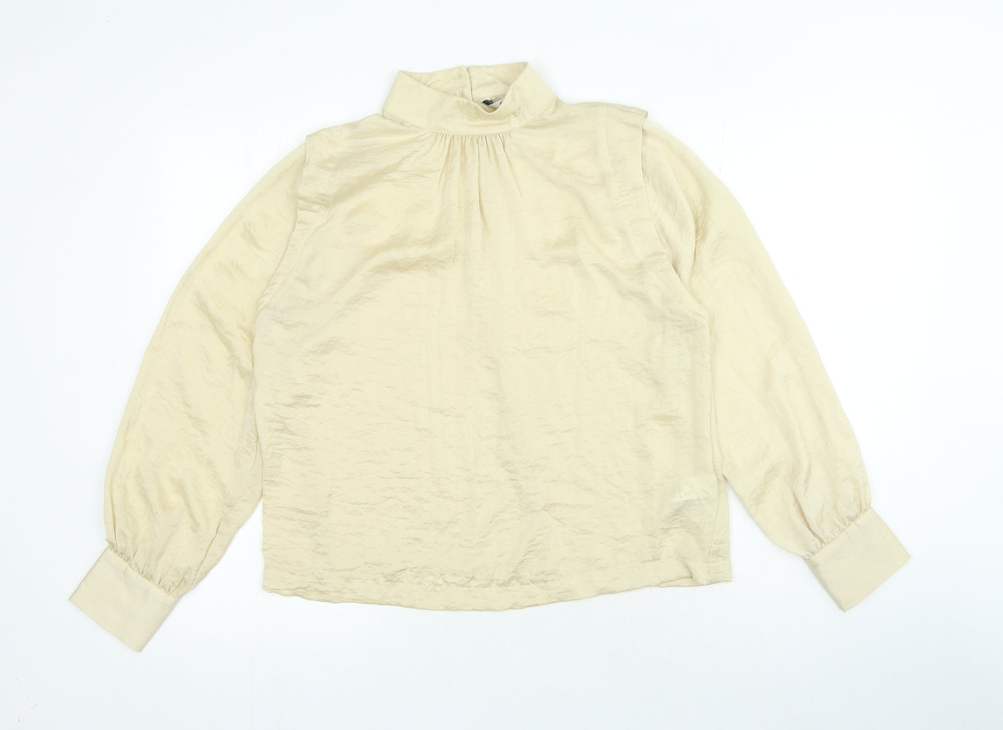 NEXT Womens Beige Polyester Basic Blouse Size 8 High Neck