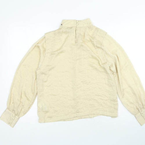 NEXT Womens Beige Polyester Basic Blouse Size 8 High Neck
