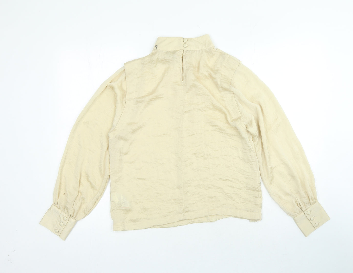 NEXT Womens Beige Polyester Basic Blouse Size 8 High Neck