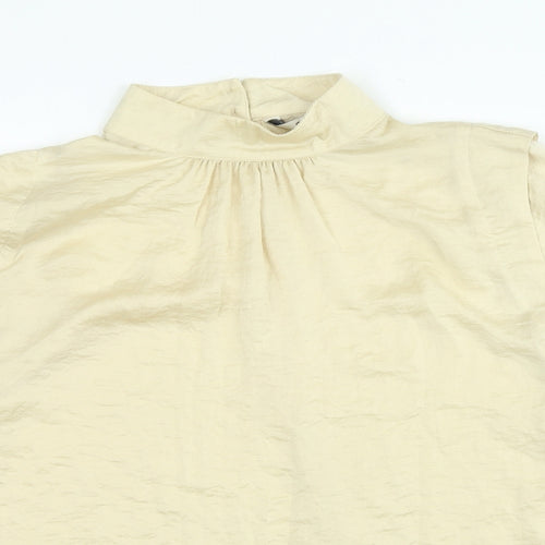 NEXT Womens Beige Polyester Basic Blouse Size 8 High Neck