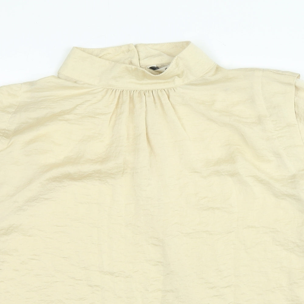 NEXT Womens Beige Polyester Basic Blouse Size 8 High Neck
