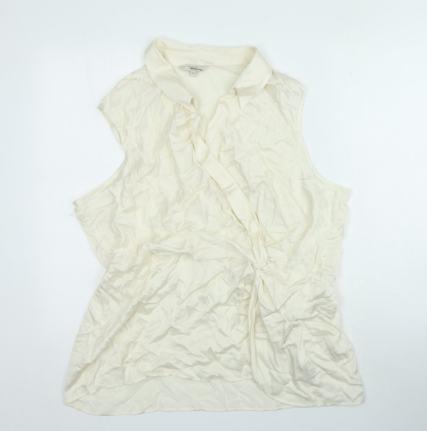 NEXT Womens Ivory Viscose Basic Blouse Size 20 V-Neck