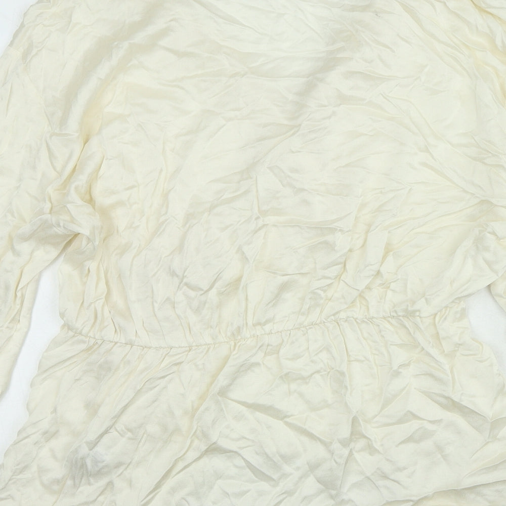 NEXT Womens Ivory Viscose Basic Blouse Size 18 V-Neck