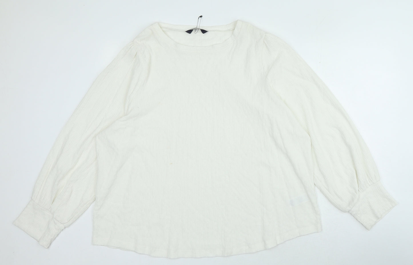 Marks and Spencer Womens White Polyester Basic Blouse Size 22 Crew Neck