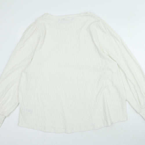 Marks and Spencer Womens White Polyester Basic Blouse Size 22 Crew Neck
