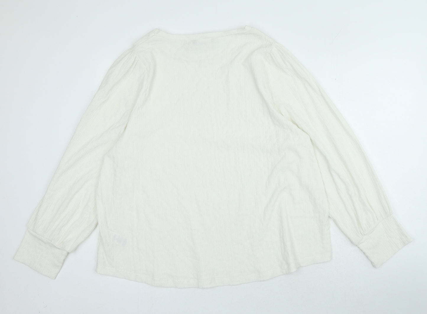 Marks and Spencer Womens White Polyester Basic Blouse Size 22 Crew Neck