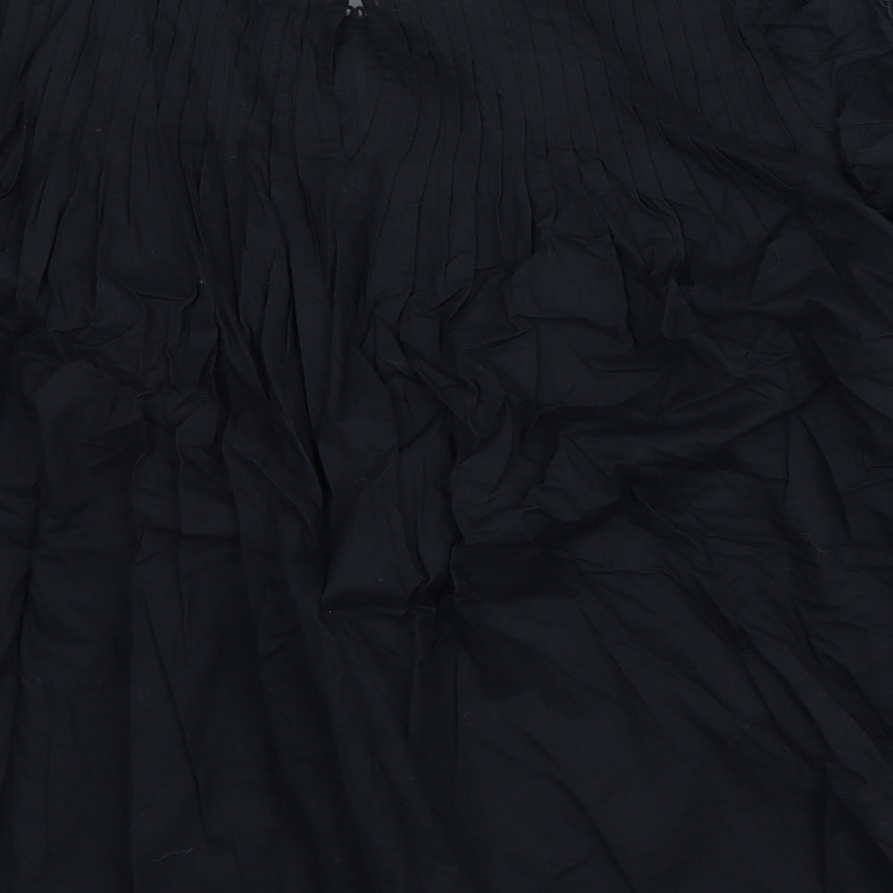 Per Una Womens Black 100% Cotton Basic Blouse Size 16 Round Neck