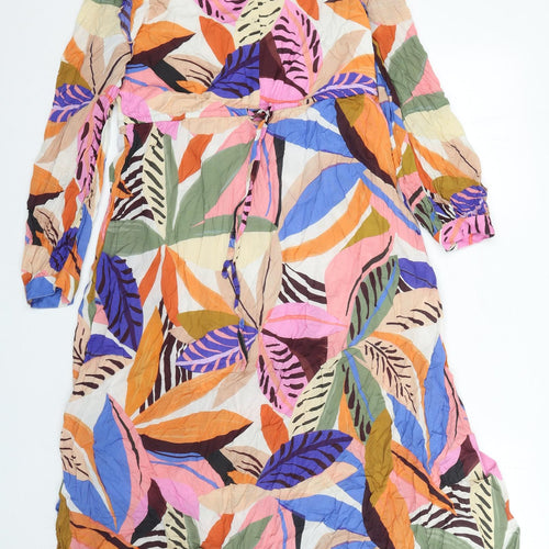 Great Plains Womens Multicoloured Floral Viscose A-Line Size 12 V-Neck Drawstring