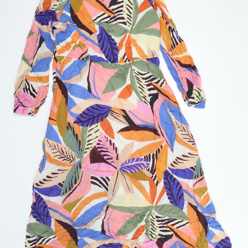 Great Plains Womens Multicoloured Floral Viscose A-Line Size 12 V-Neck Drawstring