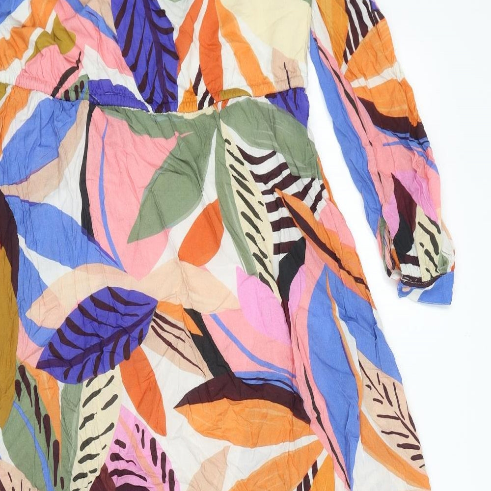 Great Plains Womens Multicoloured Floral Viscose A-Line Size 12 V-Neck Drawstring