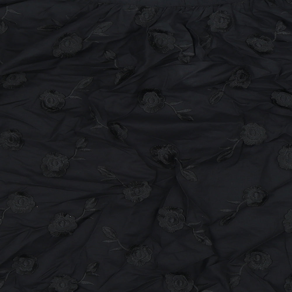 Marks and Spencer Womens Black Floral Polyester Basic Blouse Size 20 Boat Neck
