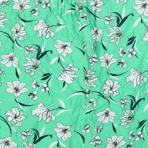 Marks and Spencer Womens Green Floral Viscose Basic Blouse Size 12 Round Neck