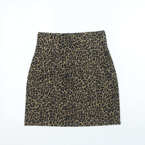 Marks and Spencer Womens Brown Animal Print Polyester Straight & Pencil Skirt Size 8