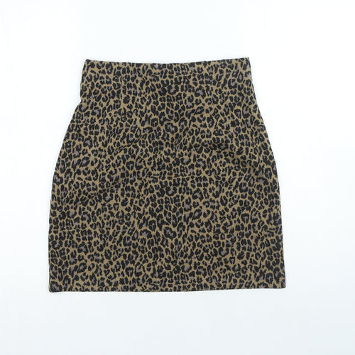 Marks and Spencer Womens Brown Animal Print Polyester Straight & Pencil Skirt Size 8