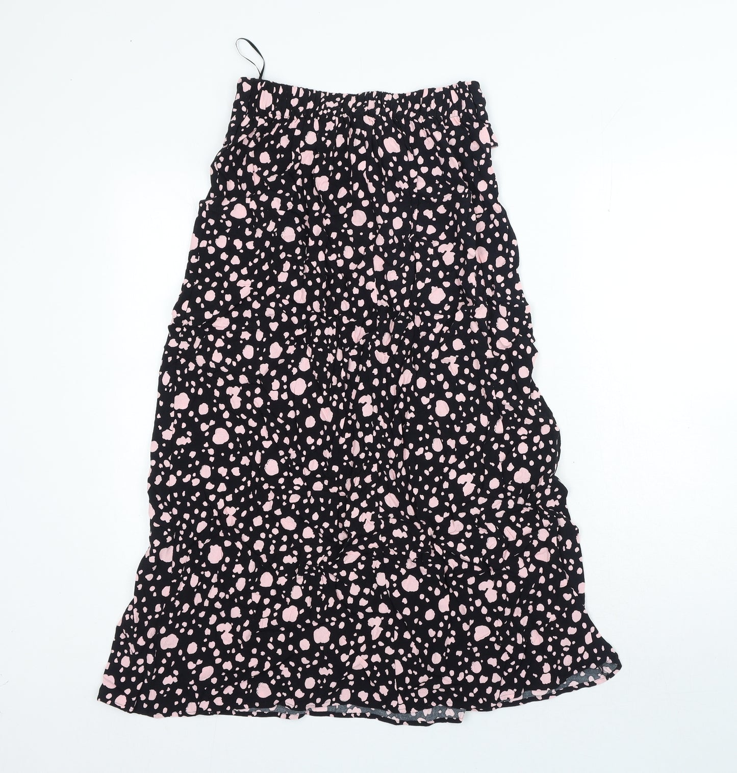 Marks and Spencer Womens Black Polka Dot Viscose A-Line Skirt Size 6 Tie