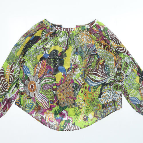 Kas New York Womens Multicoloured Geometric Polyester Basic Blouse Size S V-Neck