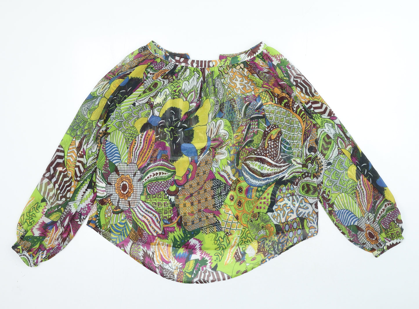 Kas New York Womens Multicoloured Geometric Polyester Basic Blouse Size S V-Neck