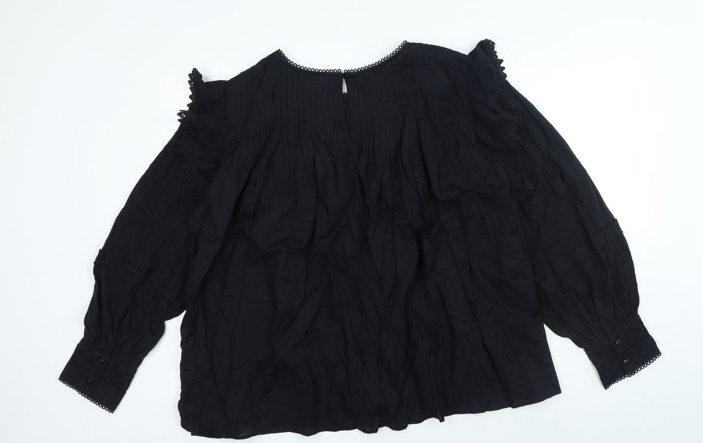 Per Una Womens Black 100% Cotton Basic Blouse Size 24 Round Neck