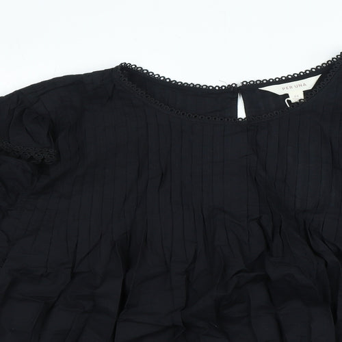 Per Una Womens Black 100% Cotton Basic Blouse Size 24 Round Neck