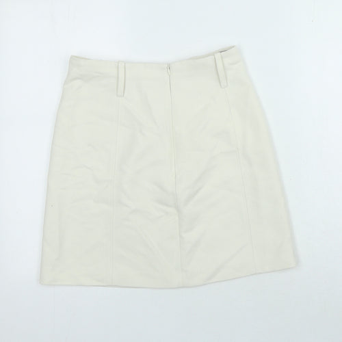 H&M Womens Ivory Polyester Mini Skirt Size 8 Zip