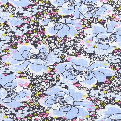 Marks and Spencer Womens Blue Floral Polyester Basic Blouse Size 22 Round Neck