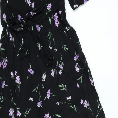 Nobodys child Womens Black Floral Viscose Jumpsuit One-Piece Size 12 Button