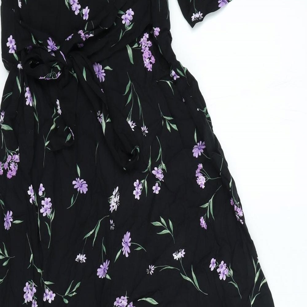 Nobodys child Womens Black Floral Viscose Jumpsuit One-Piece Size 12 Button