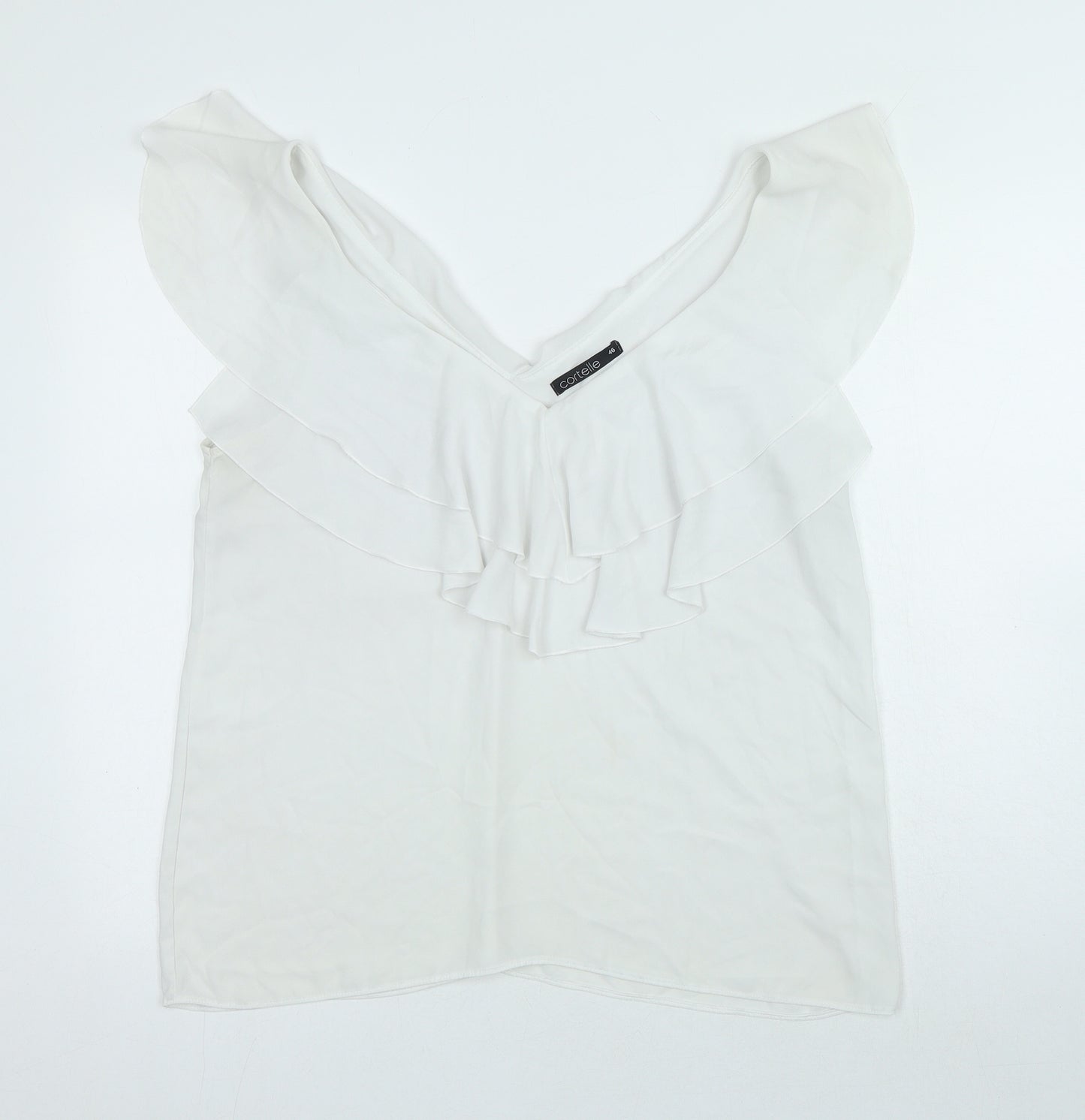 CORTELLE Womens White Polyester Basic Tank Size 18 V-Neck