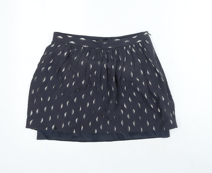 Club Monaco Womens Grey Geometric Cotton Mini Skirt Size S Zip
