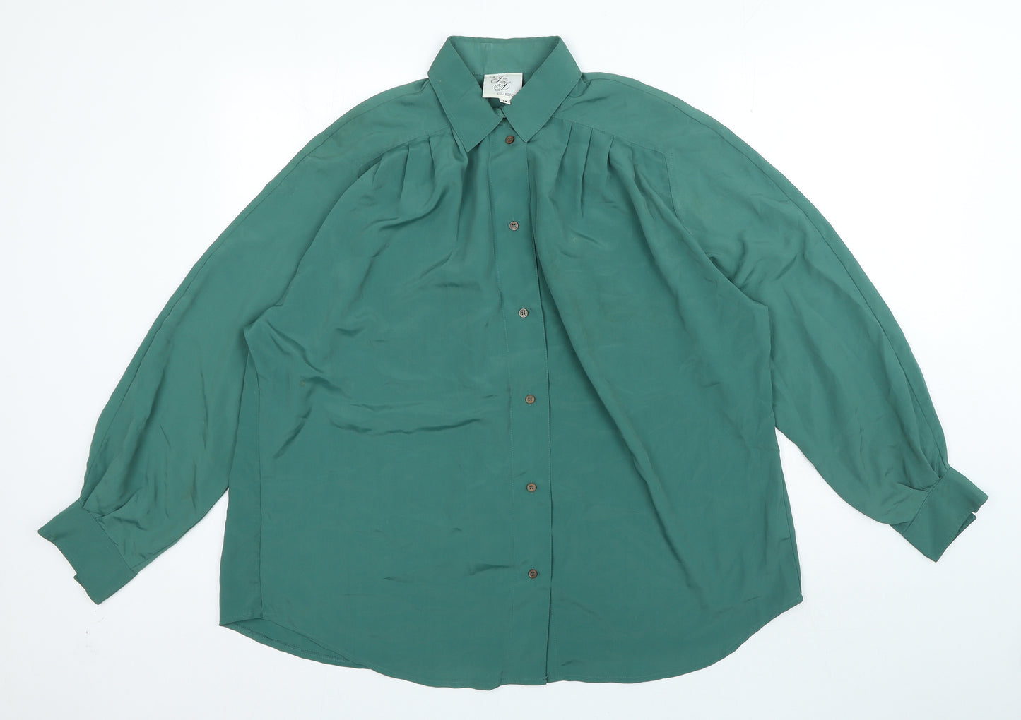The J on D Collection Womens Green Polyester Basic Button-Up Size 14 Collared
