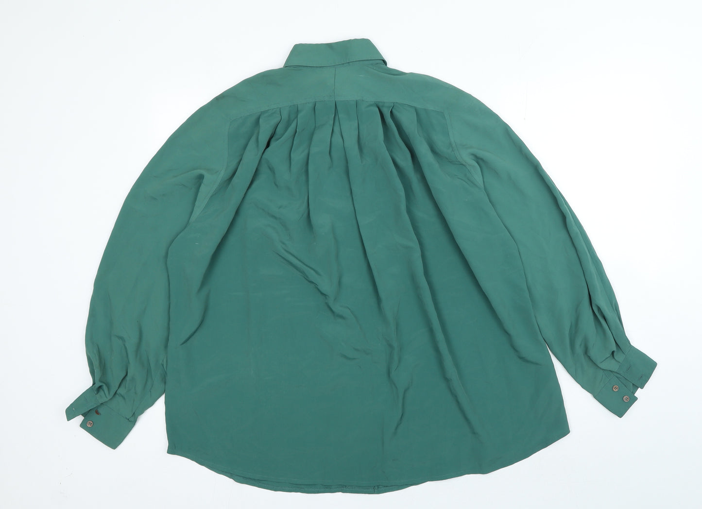 The J on D Collection Womens Green Polyester Basic Button-Up Size 14 Collared