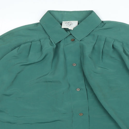 The J on D Collection Womens Green Polyester Basic Button-Up Size 14 Collared